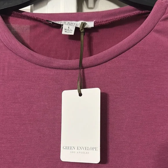 Green Envelope Red Flutter Sleeve Ruffled Blouse - Picture 2 of 2